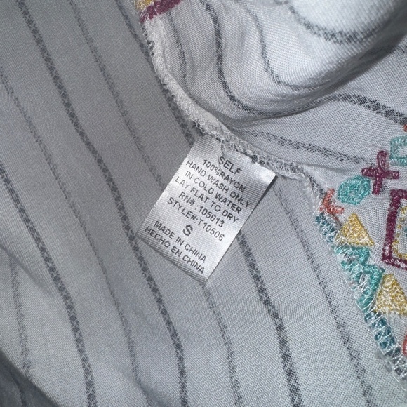 Savanna Jane Tank Embroidered Boho Stripe Peplum Tank Blouse Size Small - Picture 4 of 7